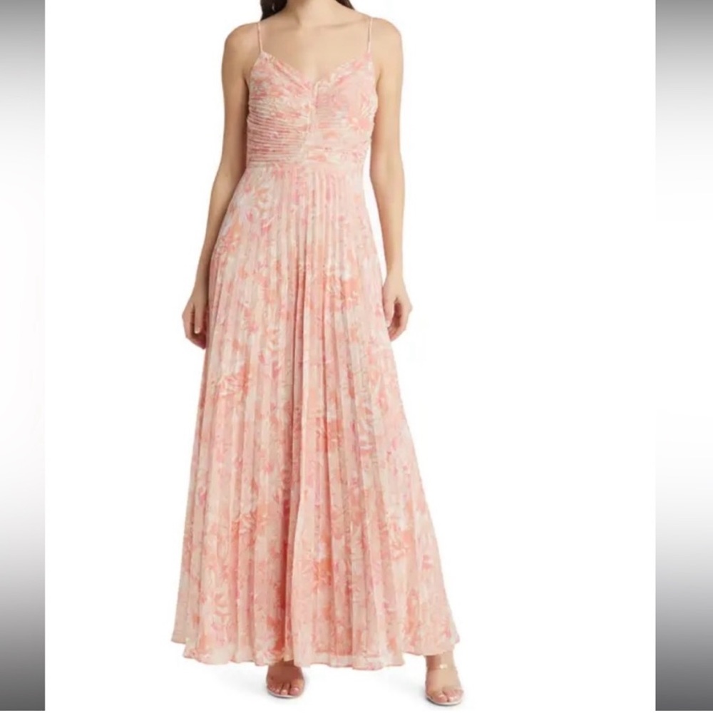 Chelsea28 Floral Pleated Maxi Gown — Size XS